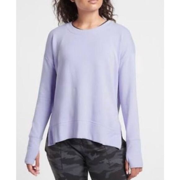 Athleta Coaster Luxe Sweatshirt Crewneck Pullover Relaxed Fit Purple Size Medium - Picture 1 of 10